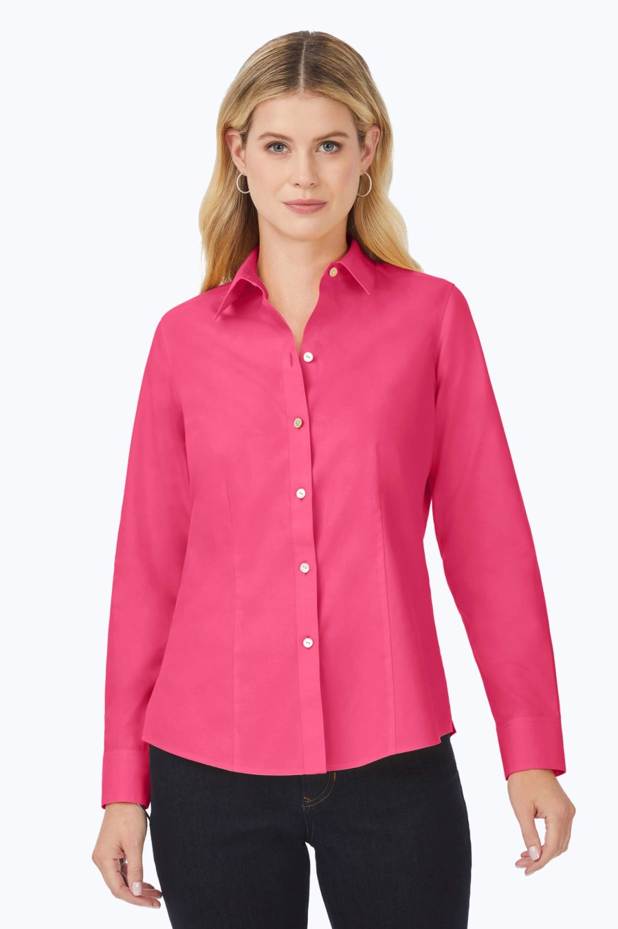 Women Foxcroft Tops | Dianna Essential Pinpoint Non-Iron Shirt