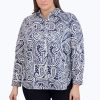 Women Foxcroft Tops | Meghan Plus No Iron No Iron Navy Paisley Shirt Navy/White Paisley