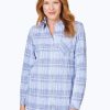 Women Foxcroft Tops | Germaine Purely Plaid Crinkle Tunic