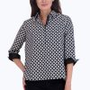 Women Foxcroft Tops | Therese No Iron Diamond Grid Popover Black White Diamond Grid