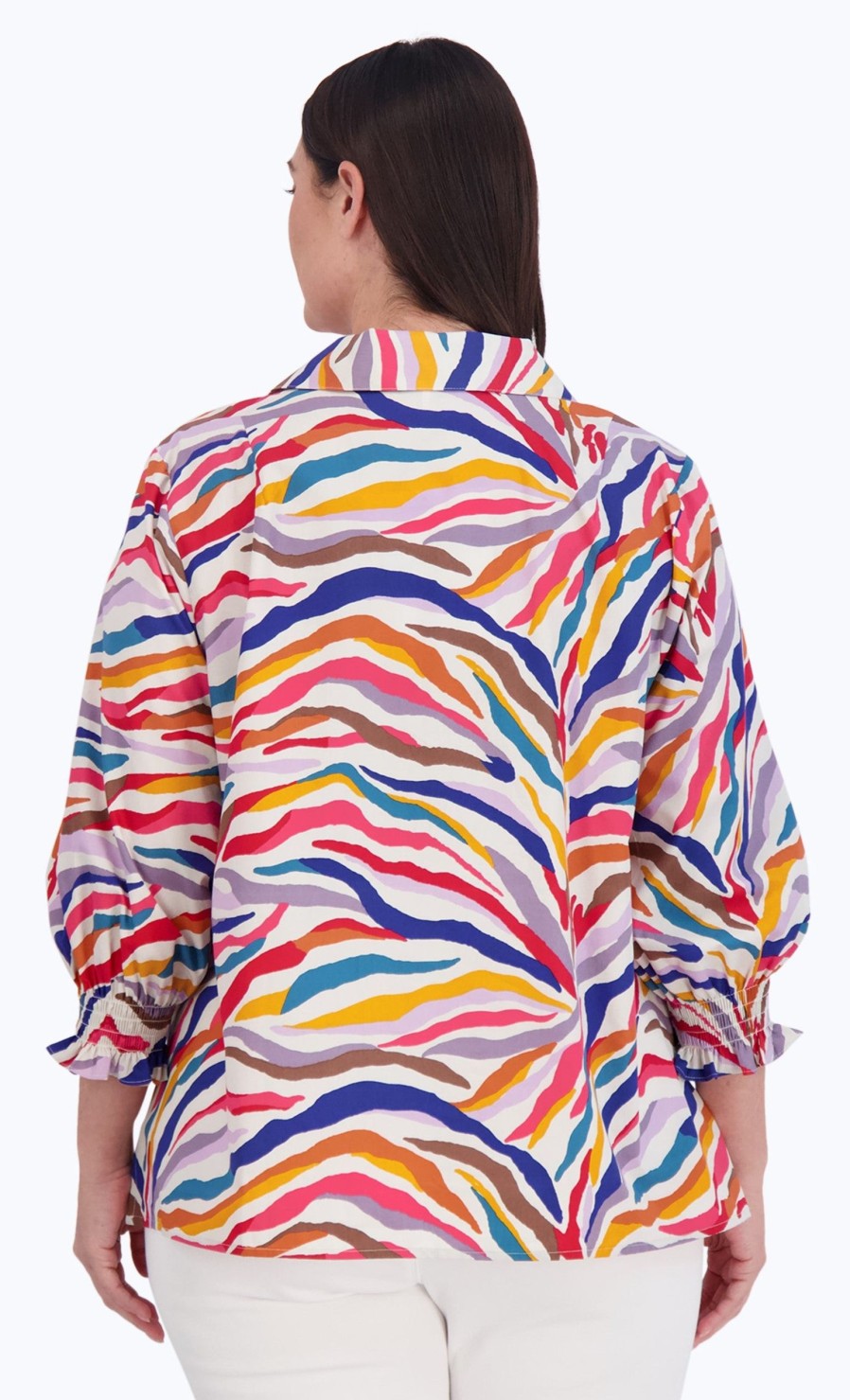 Women Foxcroft Tops | Alexis Plus No Iron Popover Colorful Zebra