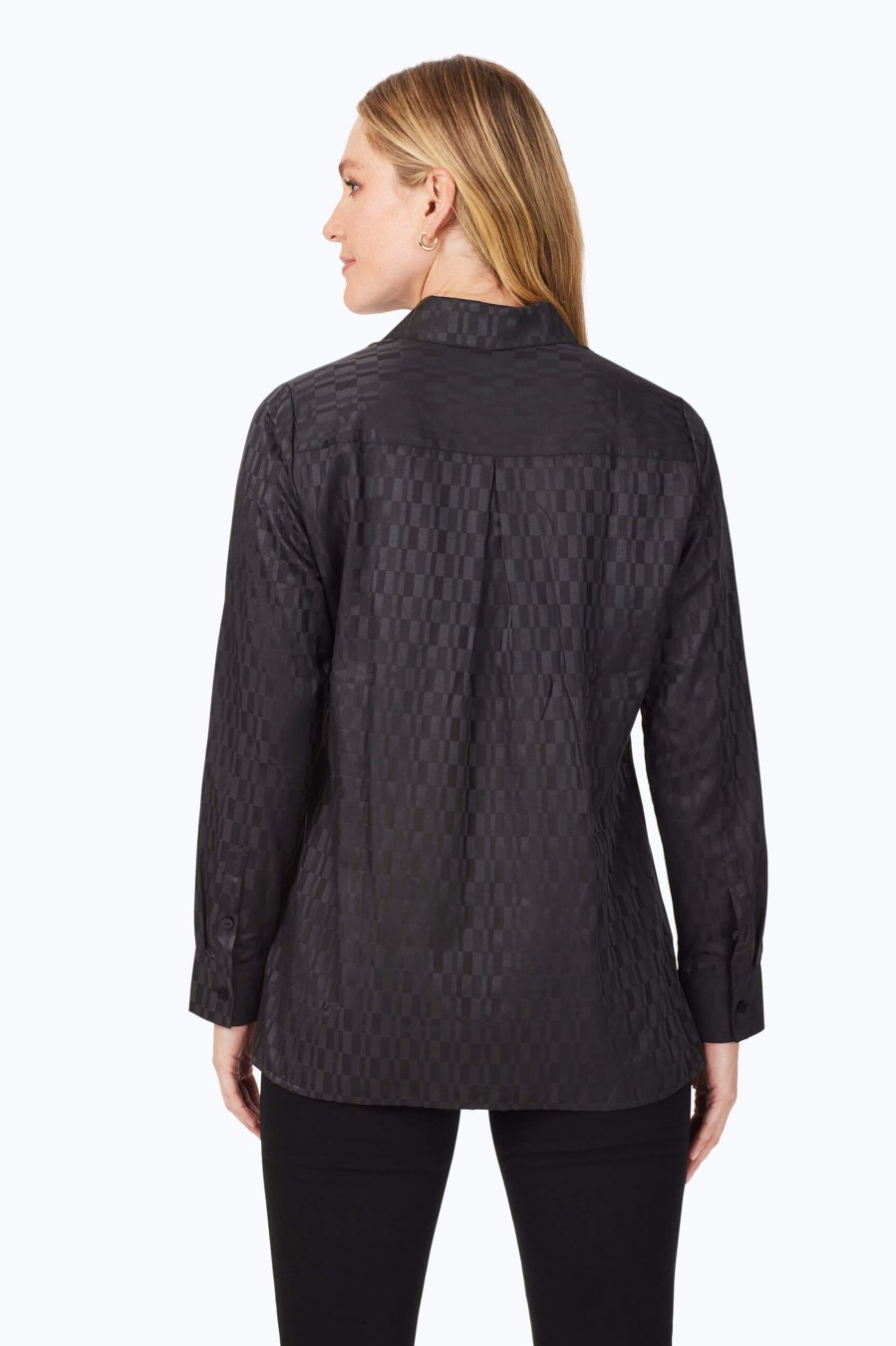 Women Foxcroft Tops | Journey Non-Iron Crystal Jacquard Shirt