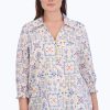 Women Foxcroft Tops | Alexis Plus No Iron Watercolor Mosaic Popover Multi Watercolor Mosaic