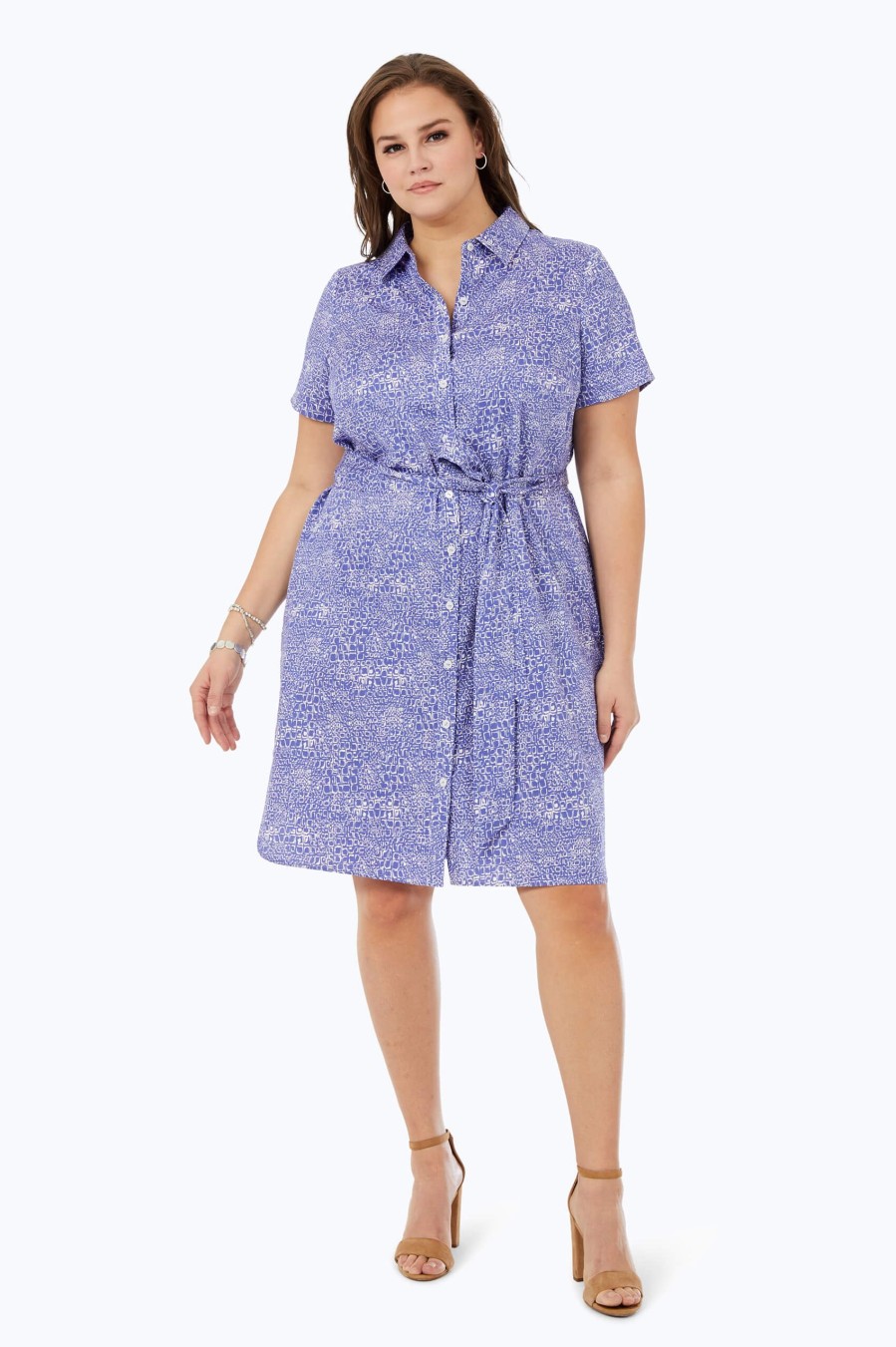 Women Foxcroft Dresses | Rocca Plus Non-Iron Croc Print Dress Iris Bloom Croc