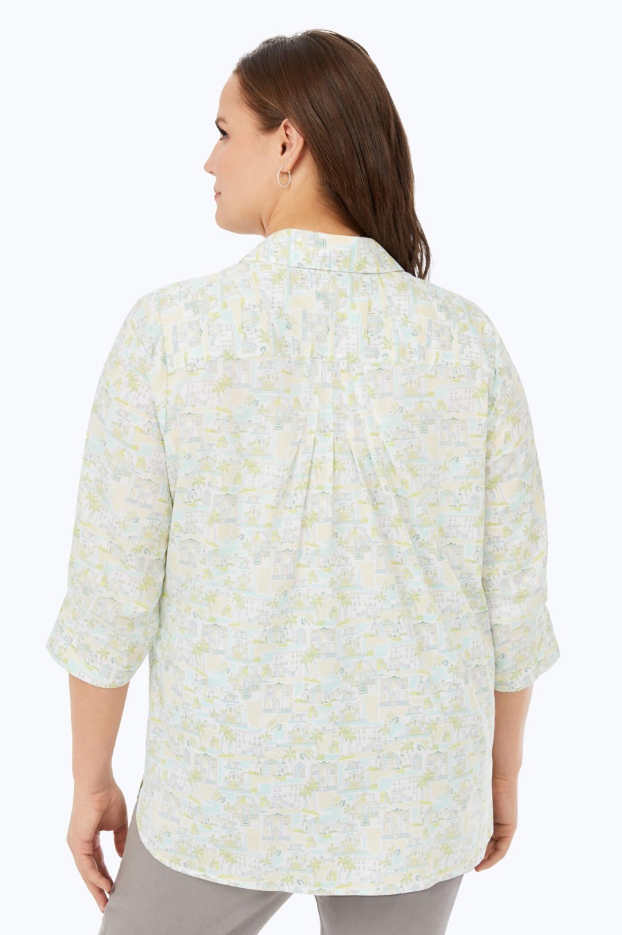 Women Foxcroft Tops | Meryl Plus Non-Iron Coast To Coast Shirt Sea Mist Coast To Coast