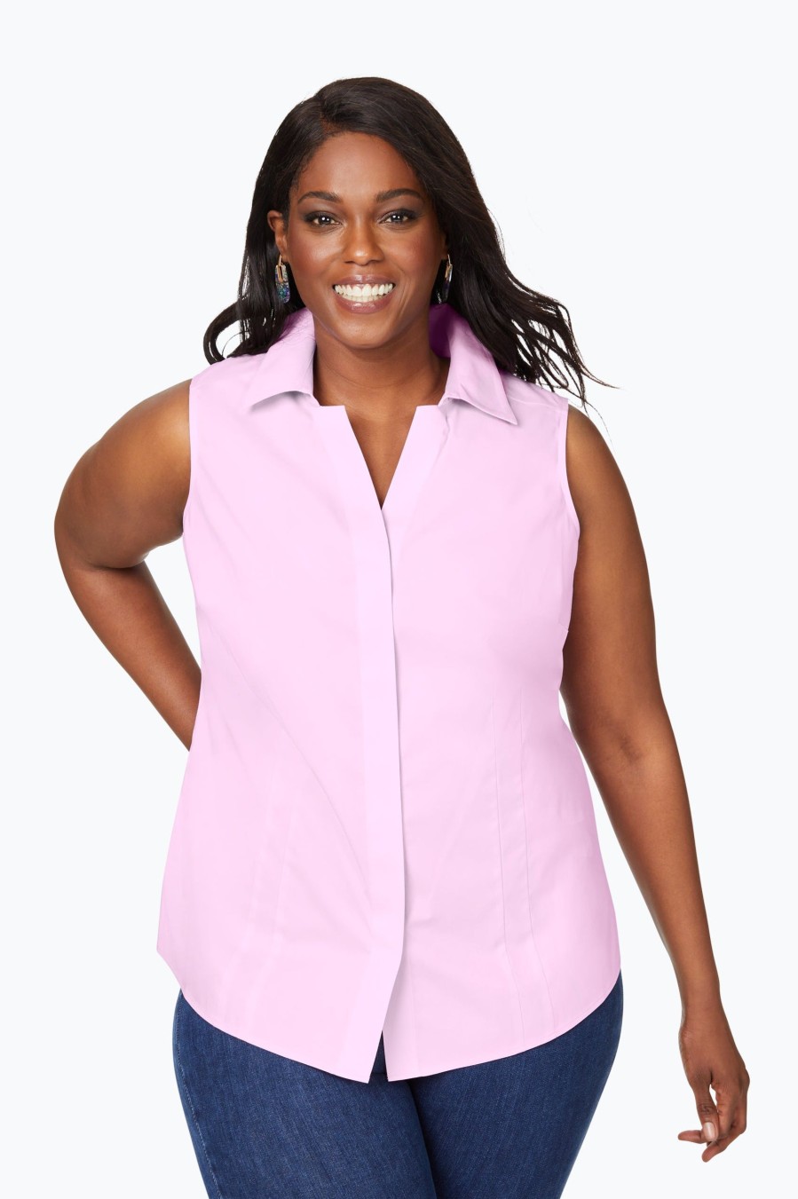 Women Foxcroft Tops | Taylor Plus Stretch Non-Iron Sleeveless Shirt