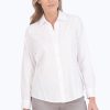 Women Foxcroft Tops | Paityn No Iron Retro Circle Jacquard Shirt White