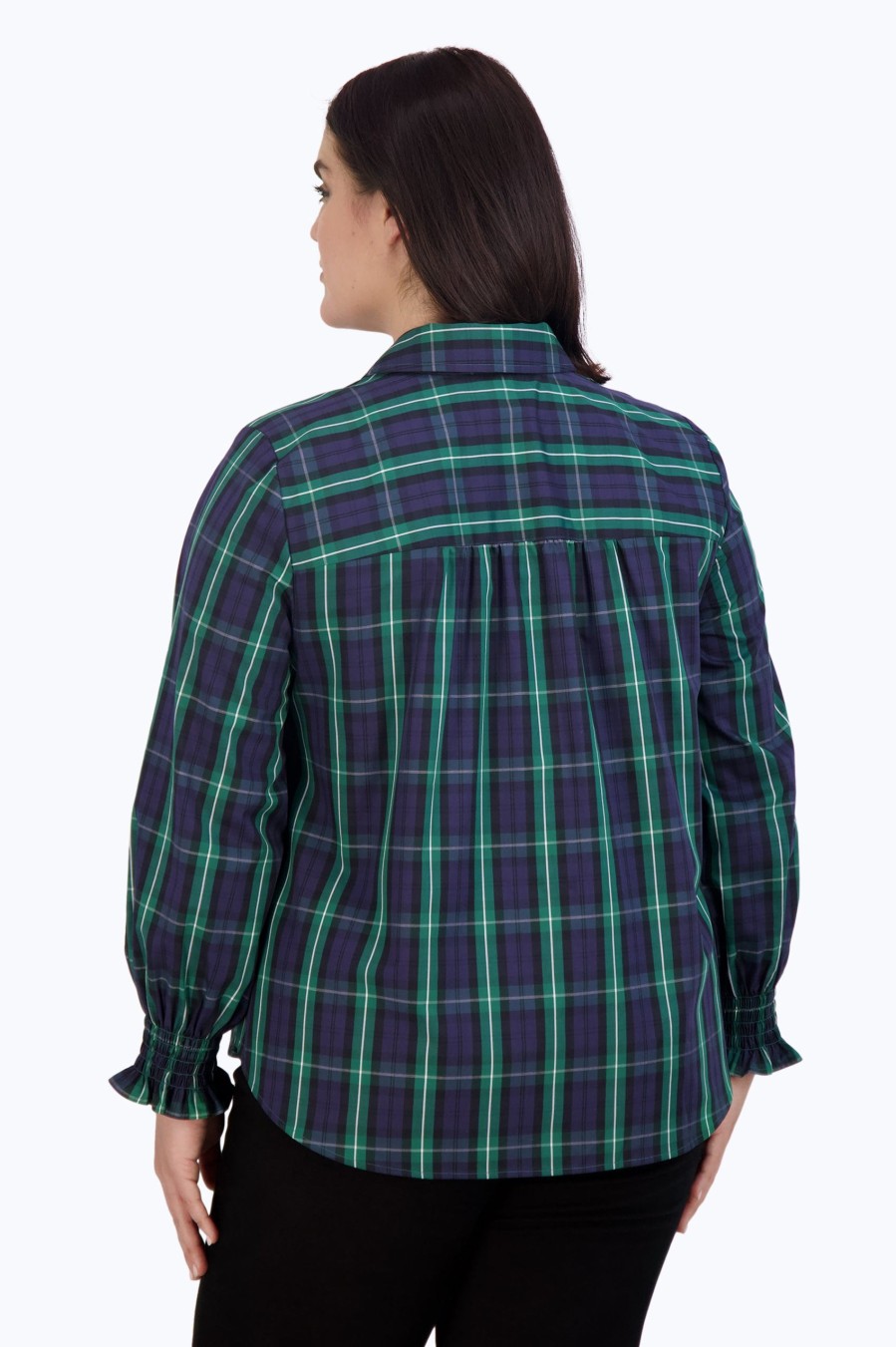 Women Foxcroft Tops | Olivia Plus No Iron Blackwatch Tartan Shirt Blackwatch Tartan Plaid