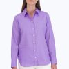 Women Foxcroft Tops | Meghan Easy Care Solid Linen Shirt