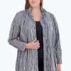 Women Foxcroft Tops | Carolina Plus Mini Gingham Crinkle Shirt Jacket Black/White Mini Gingham Crinkle