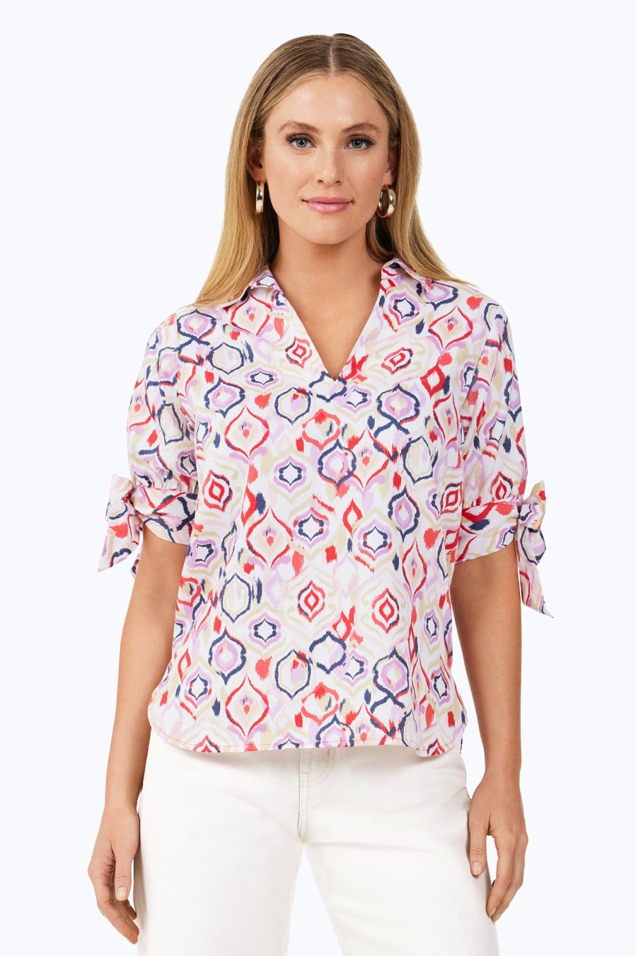 Women Foxcroft Tops | Emma Non-Iron Shirt Summer Ikat