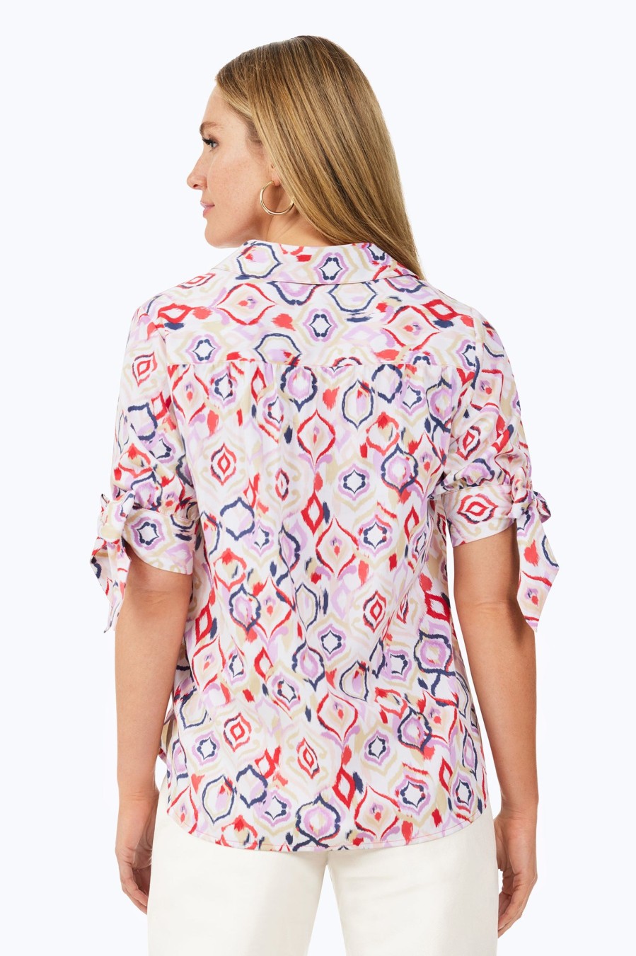 Women Foxcroft Tops | Emma Non-Iron Shirt Summer Ikat