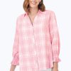 Women Foxcroft Tops | Caspian Puckered Spring Plaid Shirt