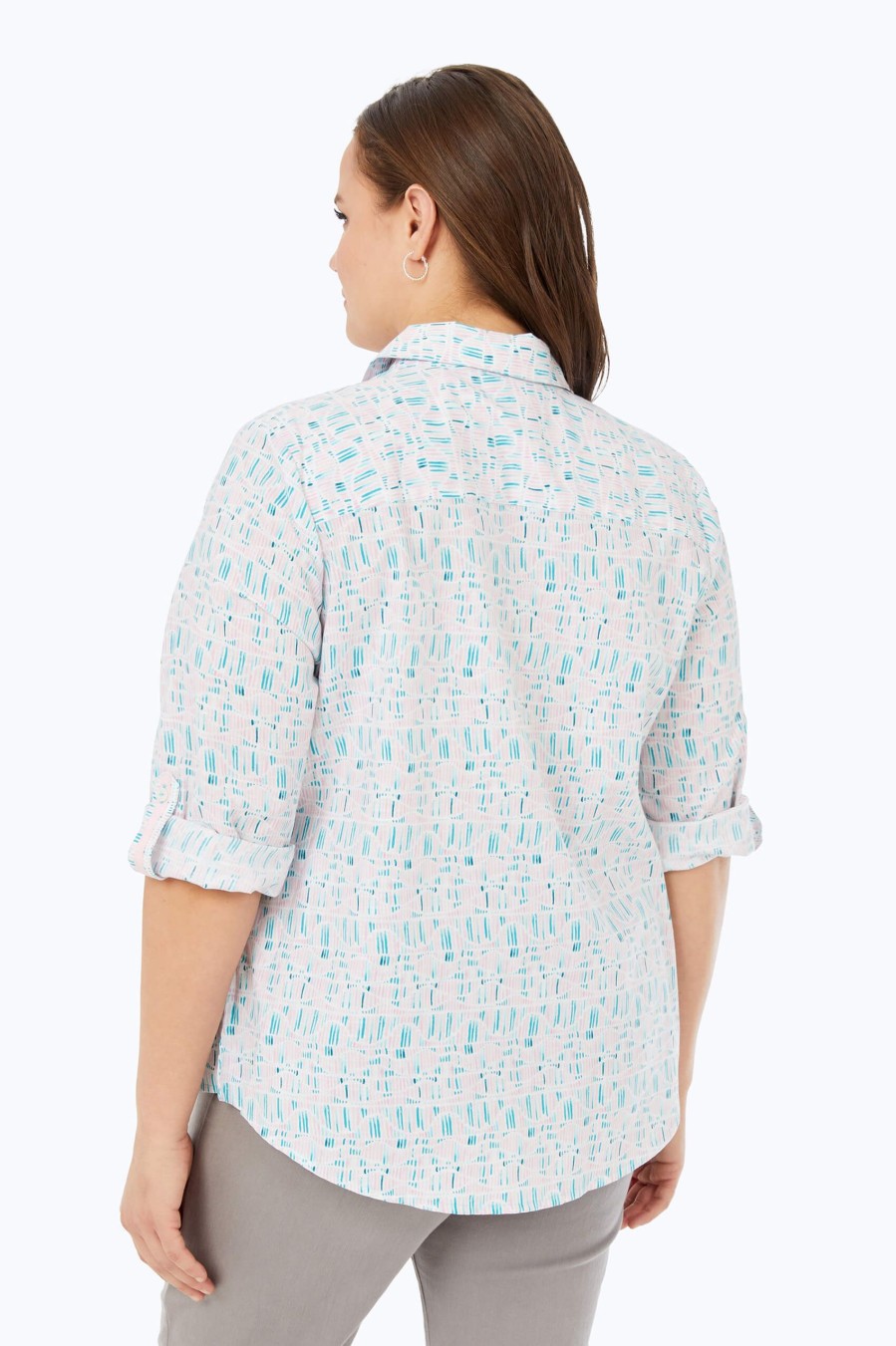 Women Foxcroft Tops | Zoey Plus Non-Iron Painted Waves Shirt Oceanside Painted Waves