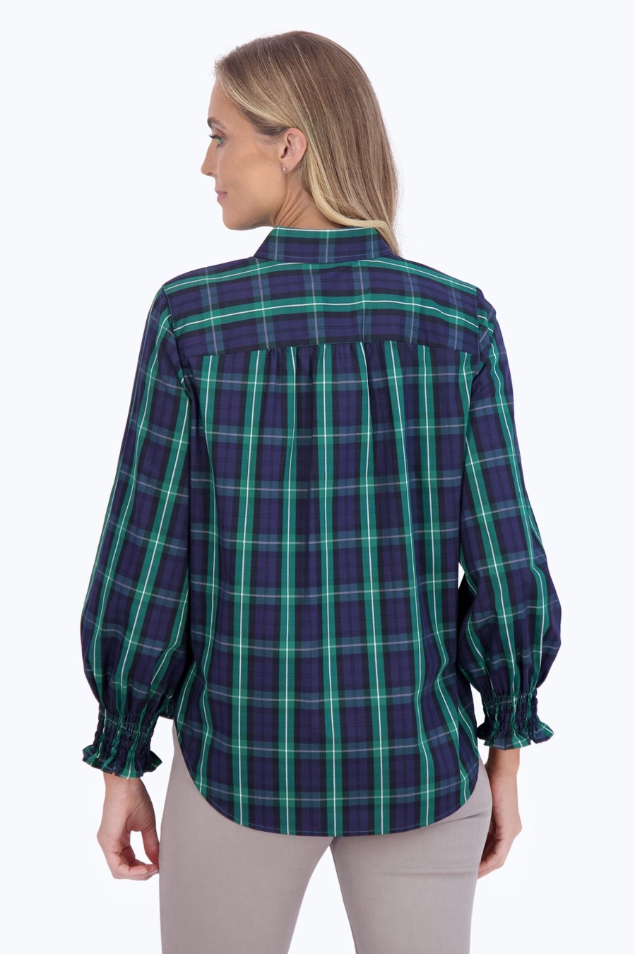 Women Foxcroft Tops | Olivia No Iron Blackwatch Tartan Shirt Blackwatch Tartan Plaid