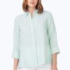 Women Foxcroft Tops | Harley Easy Care Summer Stripe Linen Shirt