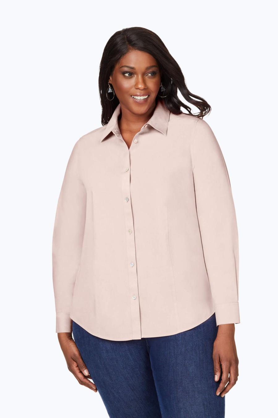 Women Foxcroft Tops | Dianna Plus Pinpoint Non-Iron Shirt