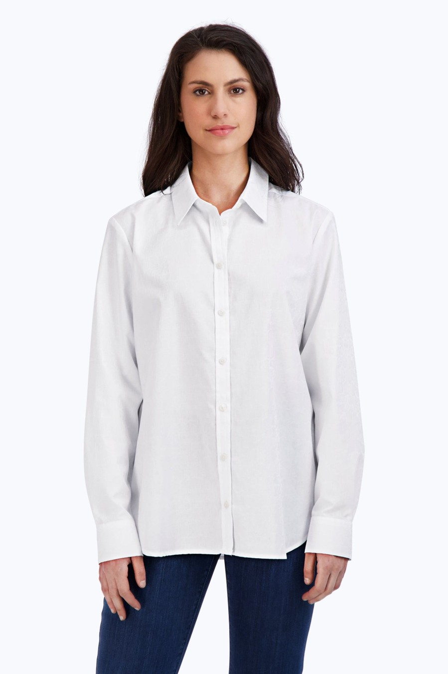 Women Foxcroft Tops | Boyfriend Non-Iron Croc Jacquard Tunic