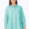 Women Foxcroft Tops | Cici Plus Pinpoint Non-Iron Tunic