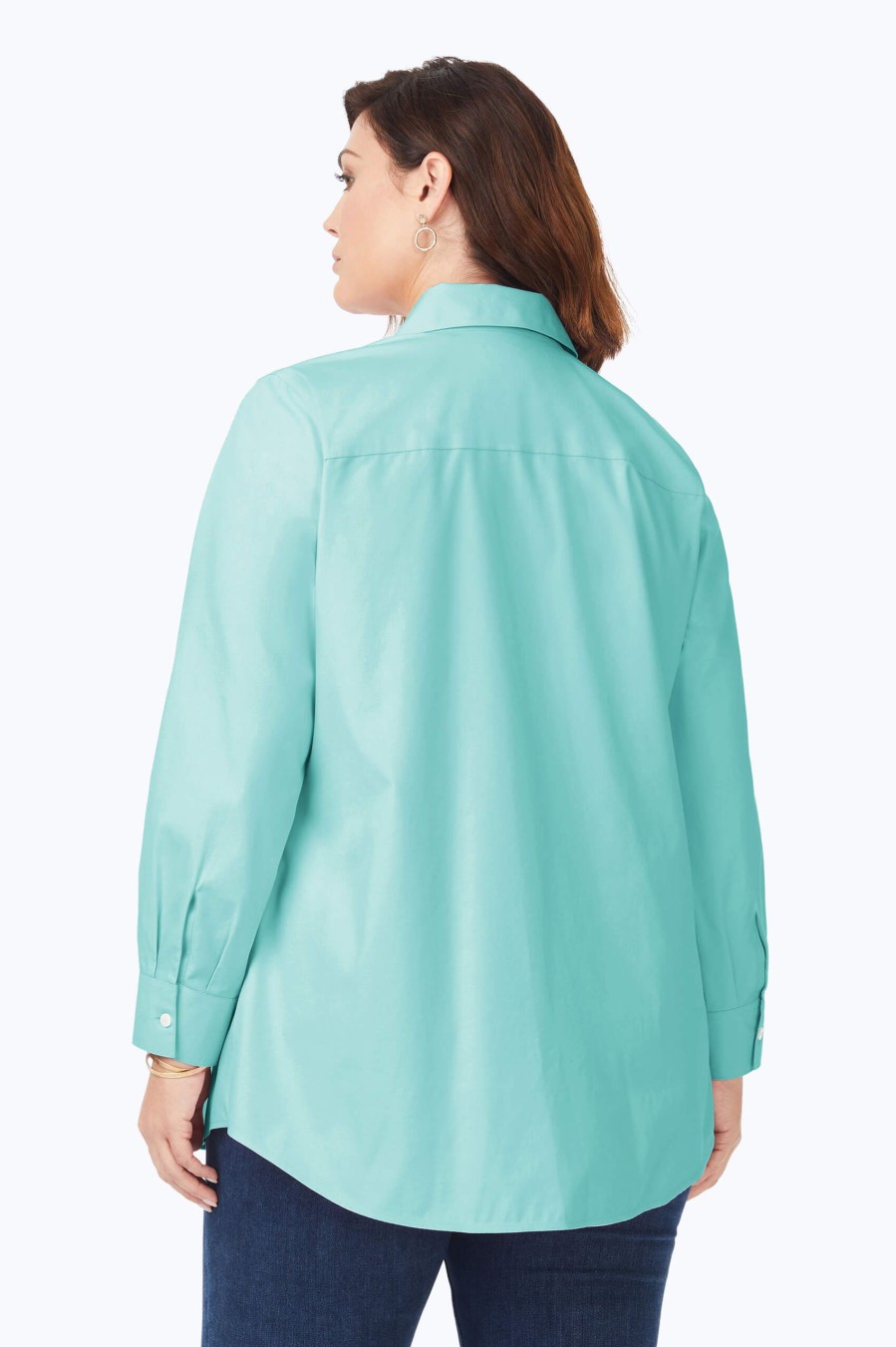 Women Foxcroft Tops | Cici Plus Pinpoint Non-Iron Tunic