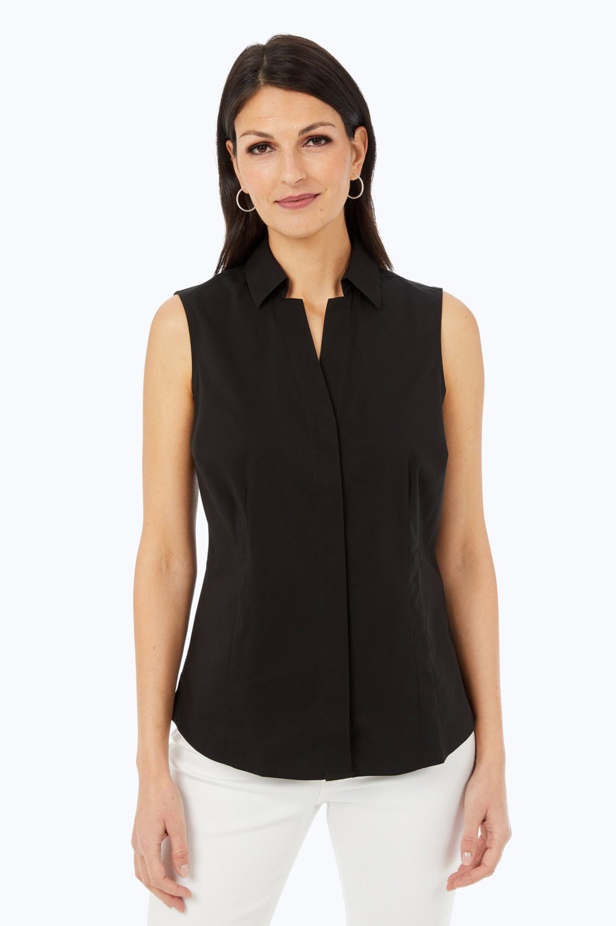 Women Foxcroft Tops | Taylor Essential Stretch Non-Iron Sleeveless Shirt