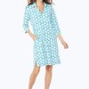 Women Foxcroft Dresses | Angel Coastal Geo Jersey Dress Turquoise Tide Coastal Geo