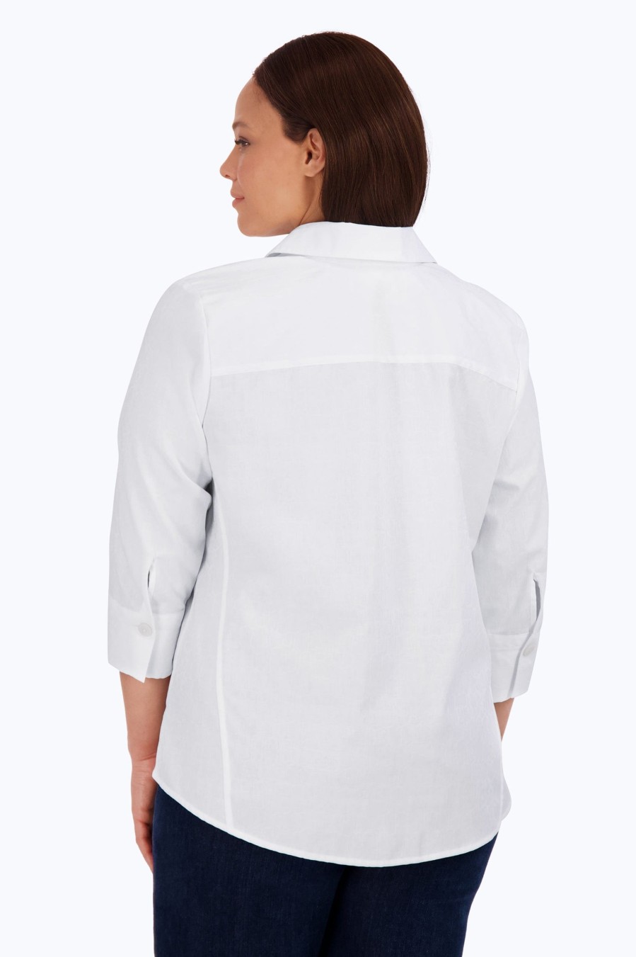 Women Foxcroft Tops | Paityn Plus Non-Iron Croc Jacquard Shirt