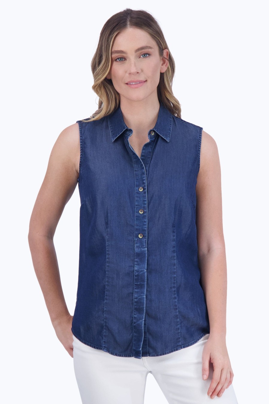 Women Foxcroft Tops | Ashley Tencel Sleeveless Shirt