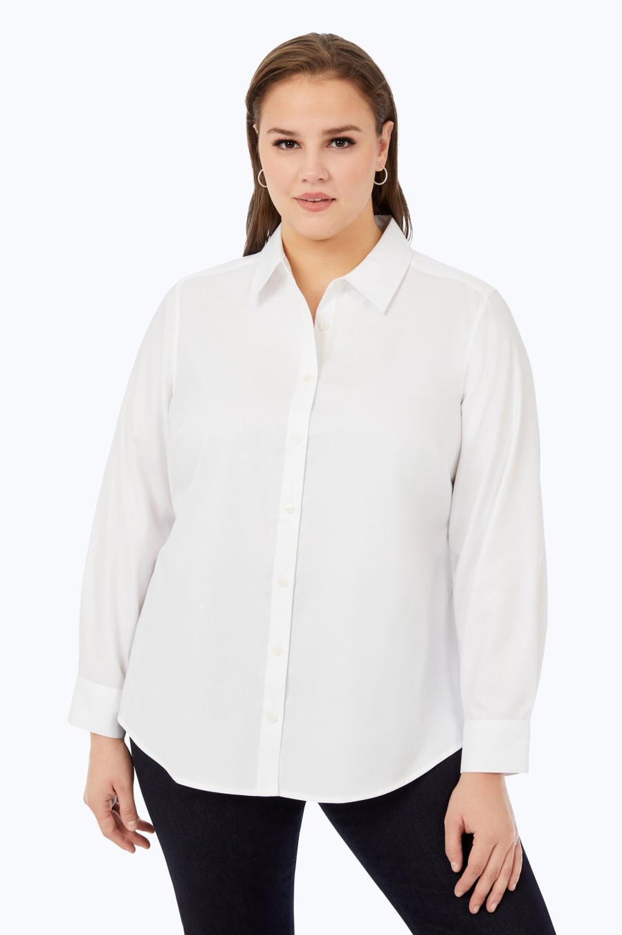 Women Foxcroft Tops | Zoey Plus Non-Iron Cavalry Twill Shirt