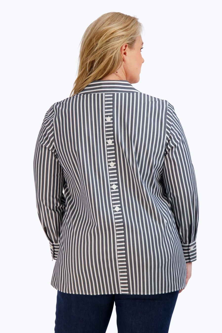 Women Foxcroft Tops | Pamela Plus Stretch No Iron Stripe Shirt