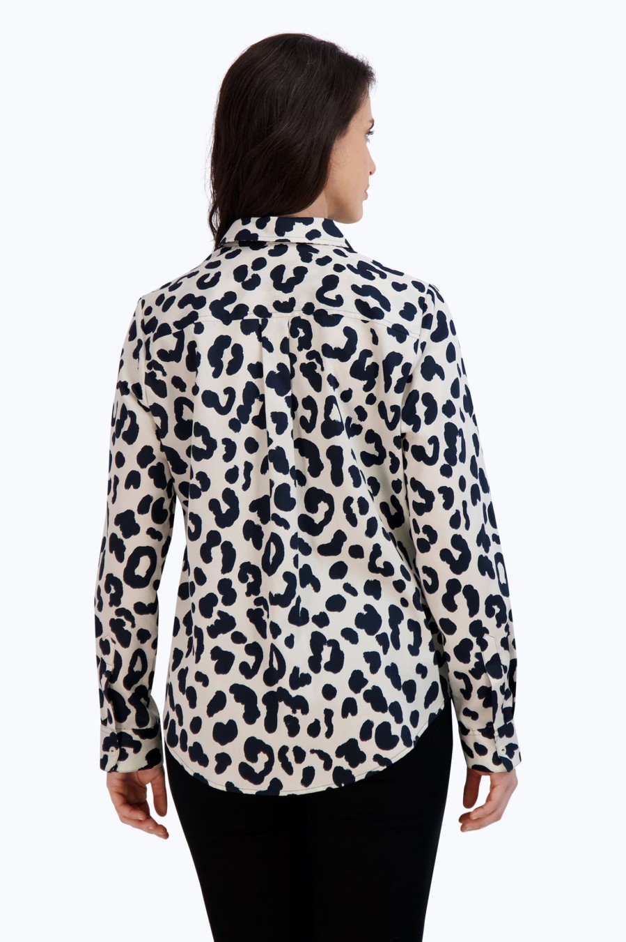 Women Foxcroft Tops | Charlie No Iron Cheetah Shirt Black Cheetah