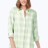 Women Foxcroft Tops | Germaine Puckered Spring Plaid Tunic