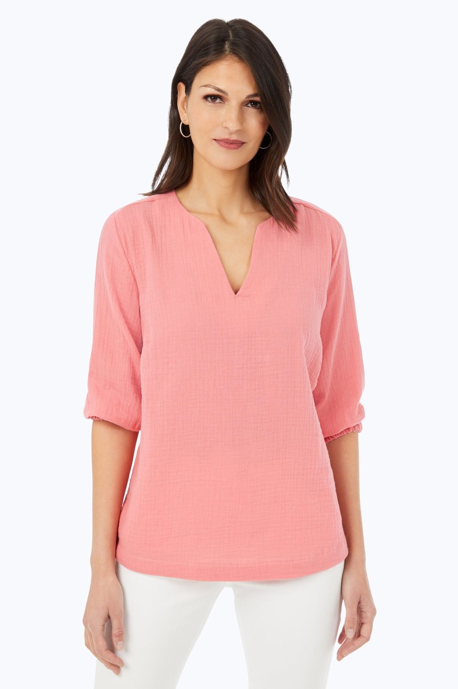 Women Foxcroft Tops | Evie Cotton Gauze Shirt