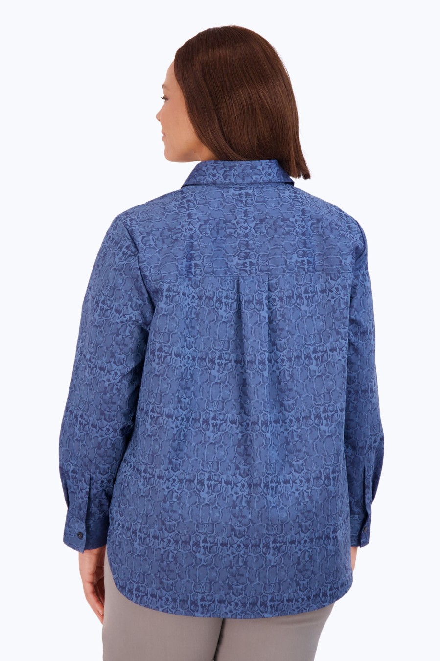 Women Foxcroft Tops | Boyfriend Plus Non-Iron Croc Jacquard Tunic