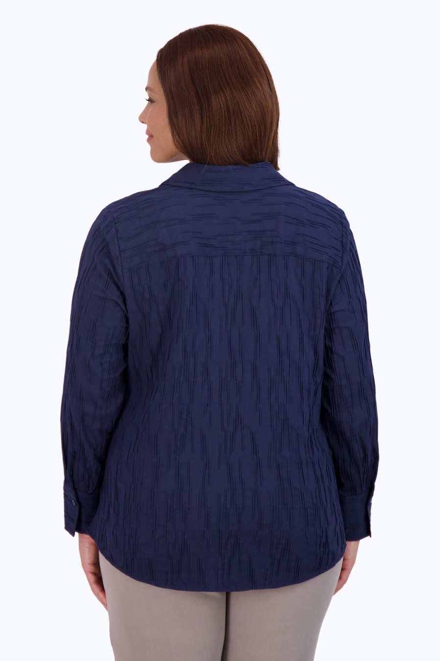 Women Foxcroft Tops | Mary Plus Solid Crinkle Shirt