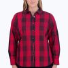 Women Foxcroft Tops | Charlie Plus No Iron Buffalo Plaid Shirt Red/Black Buffalo Plaid