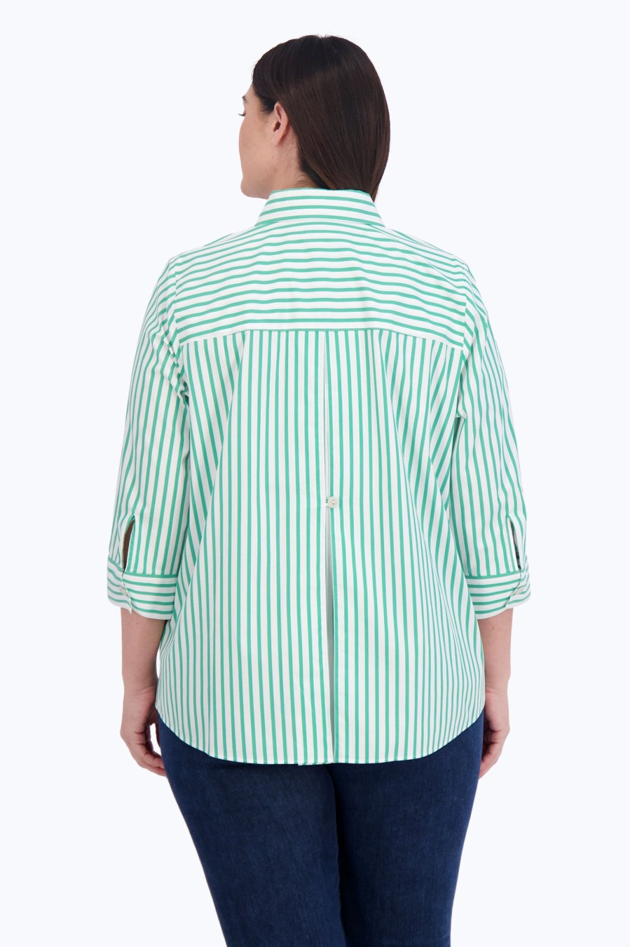 Women Foxcroft Tops | Kelly Plus Stretch No Iron Stripe Shirt