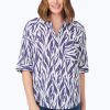 Women Foxcroft Tops | Joanna Beach Botanical Tunic Navy Multi Beach Botanical