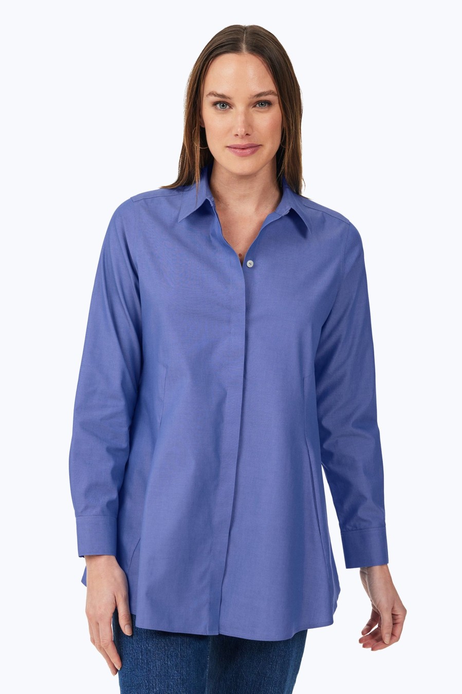 Women Foxcroft Tops | Cici Essential Pinpoint Non-Iron Tunic