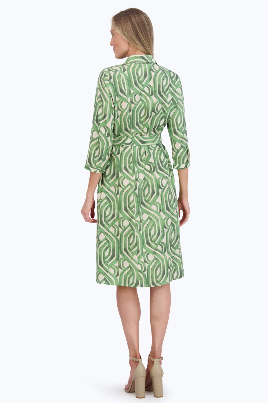 Women Foxcroft Dresses | Fiona No Iron Watercolor Braid Dress Green Watercolor Braid