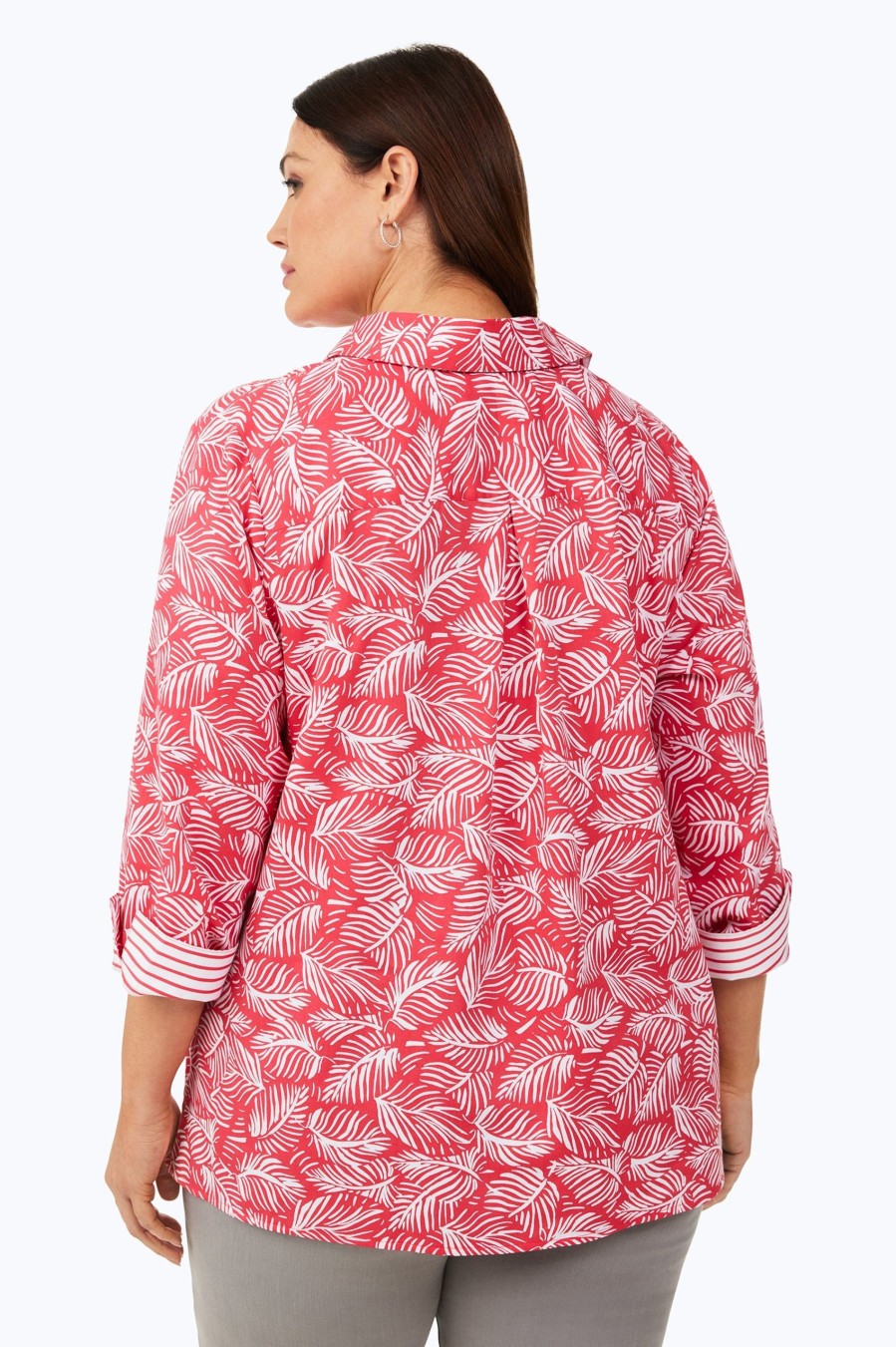 Women Foxcroft Tops | Lucie Plus Non-Iron Shirt Beach Leaves