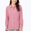 Women Foxcroft Tops | Gingham Check Stretch Shirt Pink Rosato Gingham