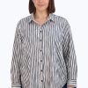 Women Foxcroft Tops | Boyfriend Plus Crinkle Stripe Combo Tunic