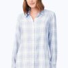 Women Foxcroft Tops | Rhea Puckered Spring Plaid Shirt