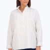 Women Foxcroft Tops | Mia Plus No Iron Lurex Stripe Popover