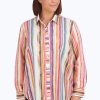 Women Foxcroft Tops | Boyfriend Plus No Iron Watercolor Stripe Tunic Multi Watercolor Stripe