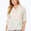 Women Foxcroft Tops | Zoey Plus Shirt Rose Blossom Tie Dye