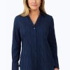 Women Foxcroft Tops | Mary Solid Crinkle Shirt