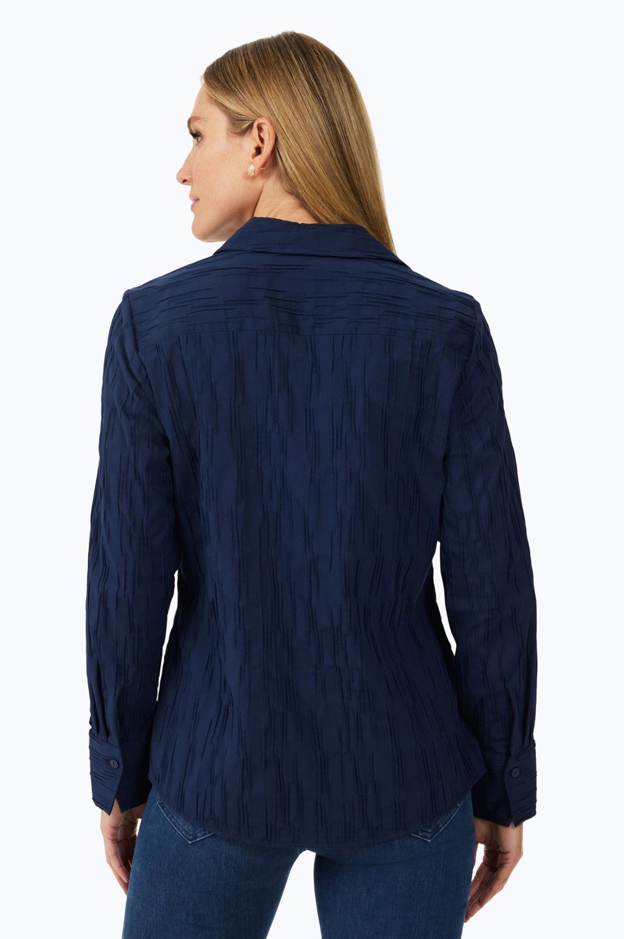 Women Foxcroft Tops | Mary Solid Crinkle Shirt