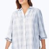 Women Foxcroft Tops | Caspian Plus Puckered Spring Plaid Shirt